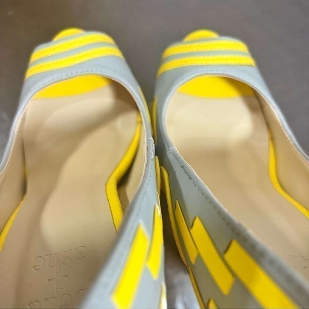 BEAU & ASHE super sexy sky high 6” heels with 2” platforms Yellow & Grey 6 Euc - Picture 9 of 16